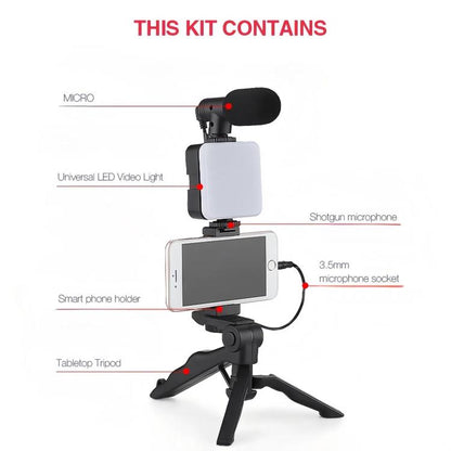 49 LEDs Streaming Lighting Kit for Phone All-in-One Video Recording Set with Tripod Stand &  Microphone AY-49 - Stand by buy2fix | Online Shopping UK | buy2fix