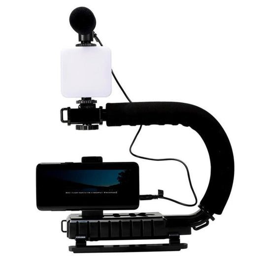 U-Shaped Handle Stand with Pocket Fill Light & Noise-Canceling Mic All-in-One Live Streaming Kit