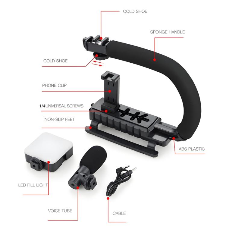 U-Shaped Handle Stand with Pocket Fill Light & Noise-Canceling Mic All-in-One Live Streaming Kit - Stand by buy2fix | Online Shopping UK | buy2fix