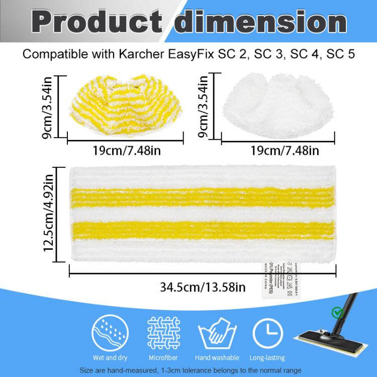 3pcs /Pack Mop Pads For Karcher Easyfix SC1 SC2 SC3 SC4 SC5 SV7 Steam Mop Replacement - For Karcher Accessories by buy2fix | Online Shopping UK | buy2fix