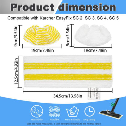 3pcs /Pack Mop Pads For Karcher Easyfix SC1 SC2 SC3 SC4 SC5 SV7 Steam Mop Replacement - For Karcher Accessories by buy2fix | Online Shopping UK | buy2fix