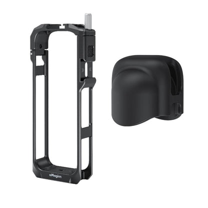 aMagisn Metal Cage for Insta360 X5 Wind Noise Reduction, Shockproof Mount with Dual Cold Shoe(Black) - Mount & Holder by aMagisn | Online Shopping UK | buy2fix