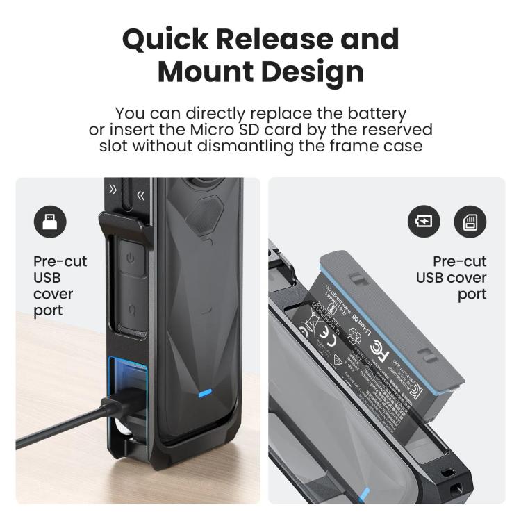 aMagisn Metal Cage for Insta360 X5 Wind Noise Reduction, Shockproof Mount with Dual Cold Shoe(Black) - Mount & Holder by aMagisn | Online Shopping UK | buy2fix