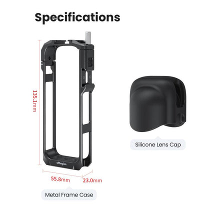 aMagisn Metal Cage for Insta360 X5 Wind Noise Reduction, Shockproof Mount with Dual Cold Shoe(Black) - Mount & Holder by aMagisn | Online Shopping UK | buy2fix