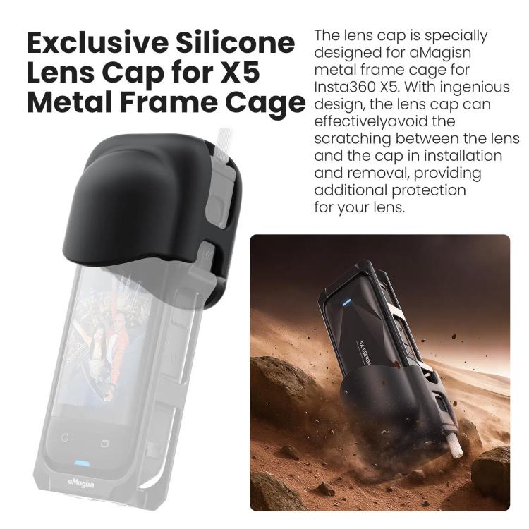 aMagisn Metal Cage for Insta360 X5 Wind Noise Reduction, Shockproof Mount with Dual Cold Shoe(Black) - Mount & Holder by aMagisn | Online Shopping UK | buy2fix