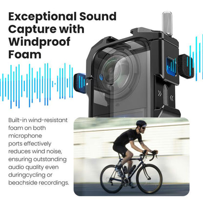 aMagisn Metal Cage for Insta360 X5 Wind Noise Reduction, Shockproof Mount with Dual Cold Shoe(Black) - Mount & Holder by aMagisn | Online Shopping UK | buy2fix