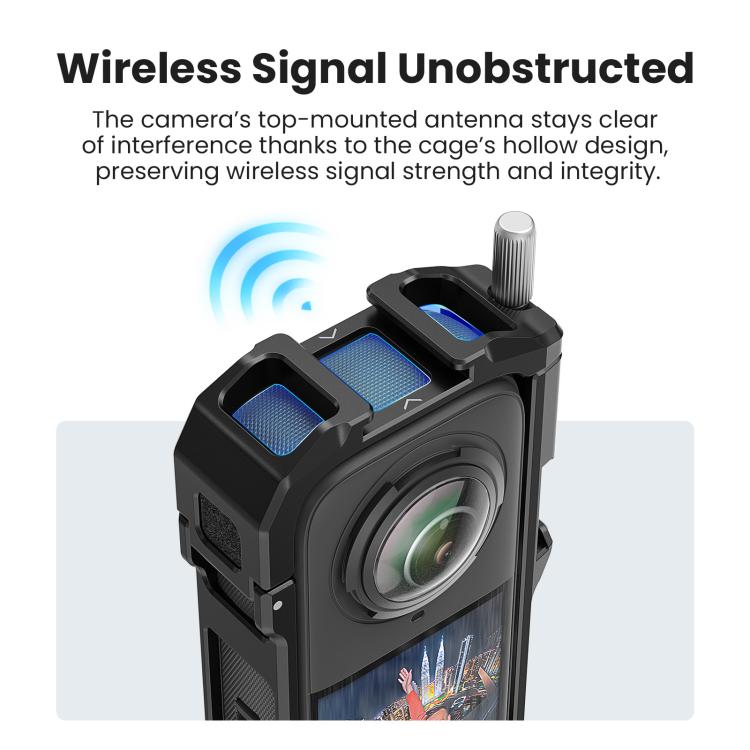 aMagisn Metal Cage for Insta360 X5 Wind Noise Reduction, Shockproof Mount with Dual Cold Shoe(Black) - Mount & Holder by aMagisn | Online Shopping UK | buy2fix