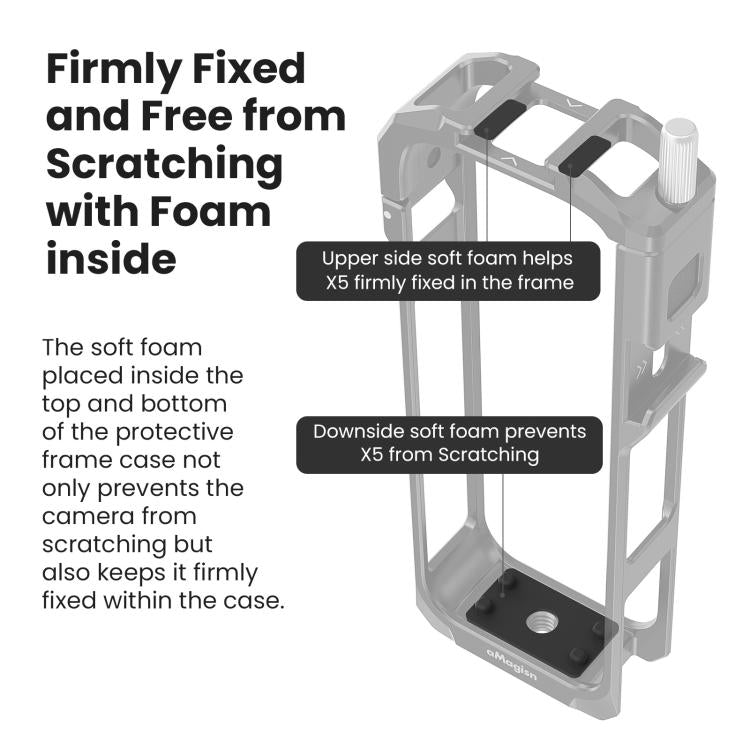 aMagisn Metal Cage for Insta360 X5 Wind Noise Reduction, Shockproof Mount with Dual Cold Shoe(Black) - Mount & Holder by aMagisn | Online Shopping UK | buy2fix