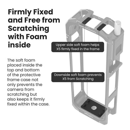 aMagisn Metal Cage for Insta360 X5 Wind Noise Reduction, Shockproof Mount with Dual Cold Shoe(Black) - Mount & Holder by aMagisn | Online Shopping UK | buy2fix