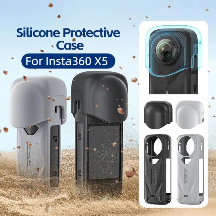 aMagisn Body Case+Lens Cap For Insta360 X5 Action Camera Protective Accessories Gray - Case & Bags by aMagisn | Online Shopping UK | buy2fix