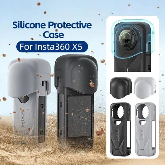aMagisn Body Case+Lens Cap For Insta360 X5 Action Camera Protective Accessories Gray - Case & Bags by aMagisn | Online Shopping UK | buy2fix