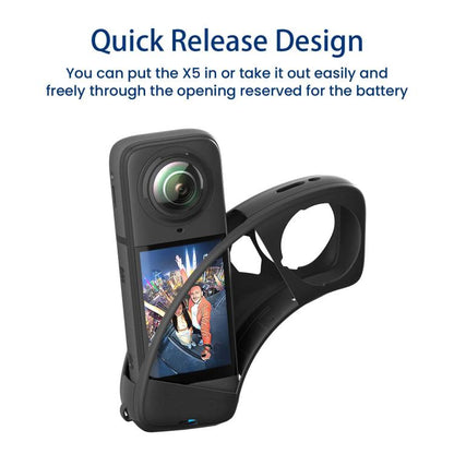 aMagisn Body Case+Lens Cap For Insta360 X5 Action Camera Protective Accessories Black - Case & Bags by aMagisn | Online Shopping UK | buy2fix