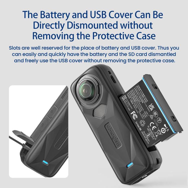 aMagisn Body Case+Lens Cap For Insta360 X5 Action Camera Protective Accessories Black - Case & Bags by aMagisn | Online Shopping UK | buy2fix