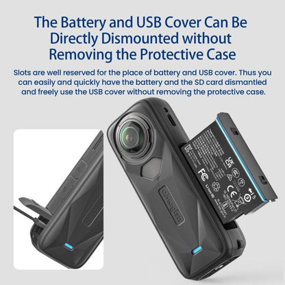 aMagisn Body Case+Lens Cap For Insta360 X5 Action Camera Protective Accessories Black - Case & Bags by aMagisn | Online Shopping UK | buy2fix