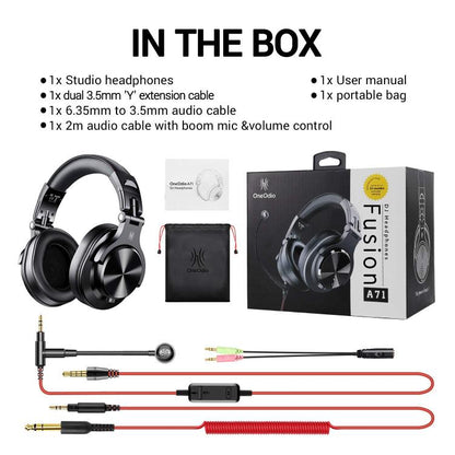 OneOdio A71M Headset Wired DJ Disc Monitor Headphones With Mic Computer Headphone(Black) - Multimedia Headset by OneOdio | Online Shopping UK | buy2fix