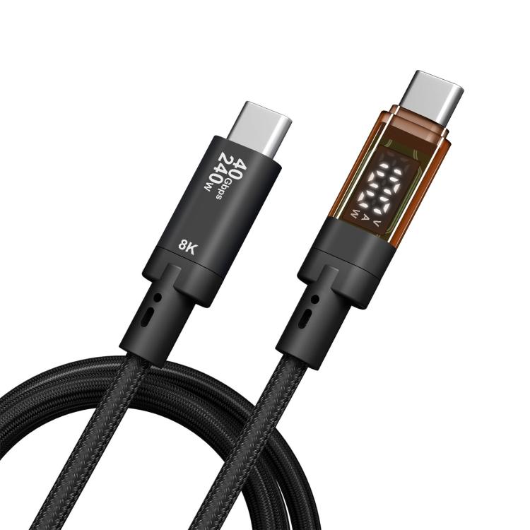 QGeeM USB4 Type-C PD 240W Fast Charging Cable With Digital Display, 40Gbps Data Transfer, 8K 60Hz Video Output For Laptop/Phone/Tablet 1m - USB-C & Type-C Cable by QGeeM | Online Shopping UK | buy2fix