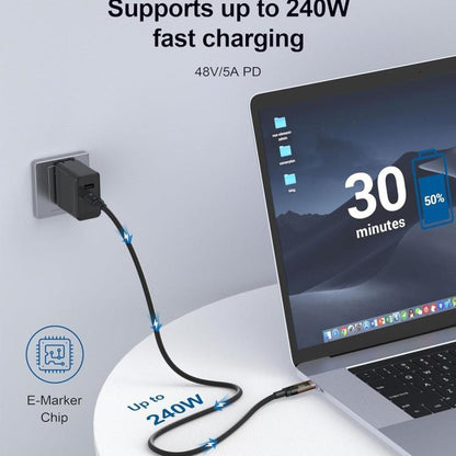 QGeeM USB4 Type-C PD 240W Fast Charging Cable With Digital Display, 40Gbps Data Transfer, 8K 60Hz Video Output For Laptop/Phone/Tablet 1m - USB-C & Type-C Cable by QGeeM | Online Shopping UK | buy2fix