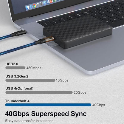 QGeeM USB4 Type-C PD 240W Fast Charging Cable With Digital Display, 40Gbps Data Transfer, 8K 60Hz Video Output For Laptop/Phone/Tablet 1m - USB-C & Type-C Cable by QGeeM | Online Shopping UK | buy2fix