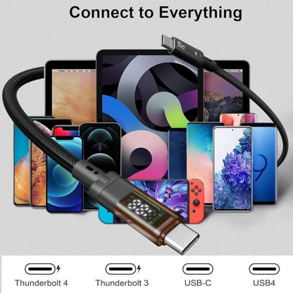 QGeeM USB4 Type-C PD 240W Fast Charging Cable With Digital Display, 40Gbps Data Transfer, 8K 60Hz Video Output For Laptop/Phone/Tablet 1m - USB-C & Type-C Cable by QGeeM | Online Shopping UK | buy2fix