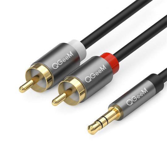 QGeeM 2RCA to 3.5mm Jack Audio Cable Gold-Plated Stereo Aux Cord for Home Theater, DVD Player,Hi-Fi Systems 3m