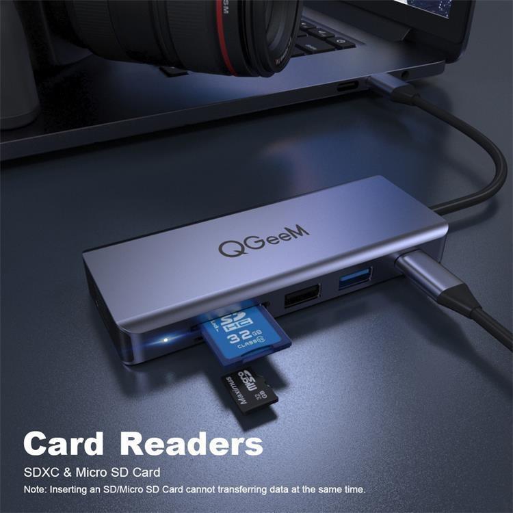 QGeeM 9 In 1 USB-C/Type-C Docking Station Hub VGA+2xHDMI+PD 87W+USB2.0/USB3.0+SD/Micro SD+3.5mm - USB HUB by QGeeM | Online Shopping UK | buy2fix