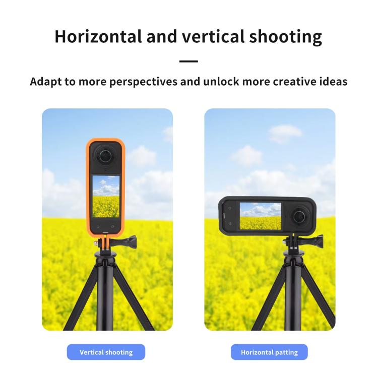 For Insta360 X5 360 Camera CQT Expandable Protective Cage Shockproof Case Vertical Orange - Mount & Holder by CQT | Online Shopping UK | buy2fix