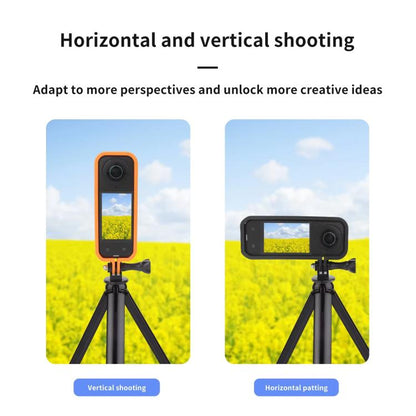 For Insta360 X5 360 Camera CQT Expandable Protective Cage Shockproof Case Vertical Orange - Mount & Holder by CQT | Online Shopping UK | buy2fix