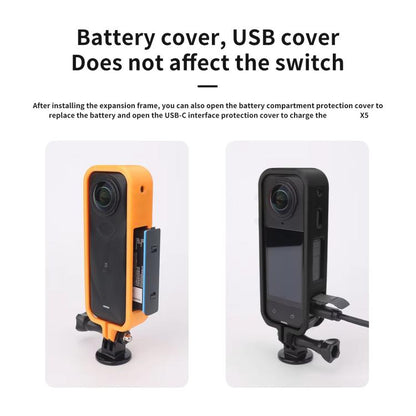 For Insta360 X5 360 Camera CQT Expandable Protective Cage Shockproof Case Vertical Black - Mount & Holder by CQT | Online Shopping UK | buy2fix