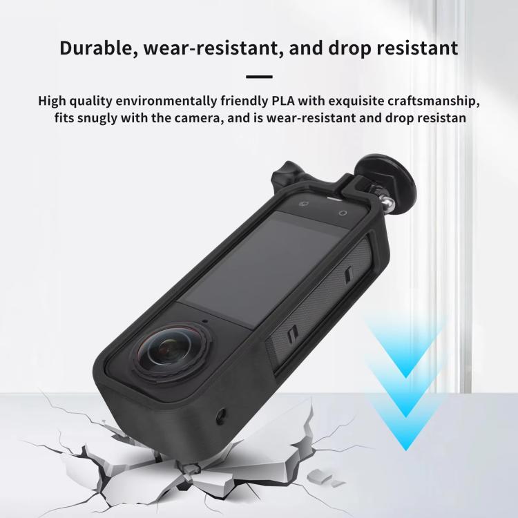 For Insta360 X5 360 Camera CQT Expandable Protective Cage Shockproof Case Horizontal Black - Mount & Holder by CQT | Online Shopping UK | buy2fix