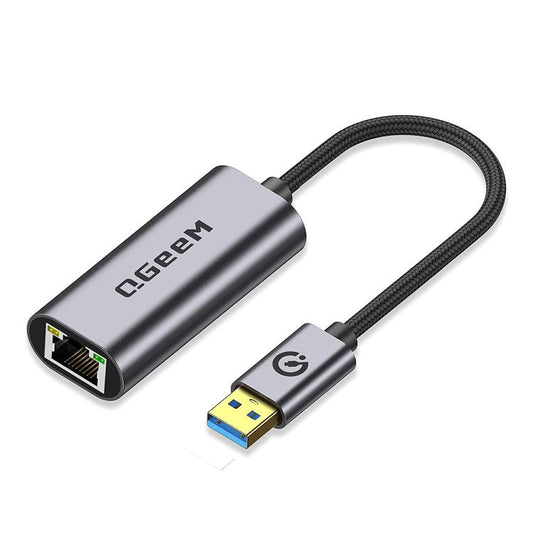 QGeeM  USB-A To RJ45 LAN Converter Gigabit Ethernet Adapter for Laptop, PC, Smartphone, Plug & Play Cable Length 15cm - Cable & Adapters by QGeeM | Online Shopping UK | buy2fix