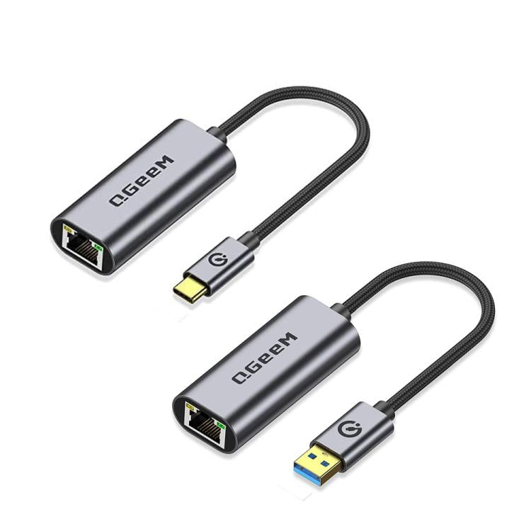 QGeeM  USB-A To RJ45 LAN Converter Gigabit Ethernet Adapter for Laptop, PC, Smartphone, Plug & Play Cable Length 15cm - Cable & Adapters by QGeeM | Online Shopping UK | buy2fix