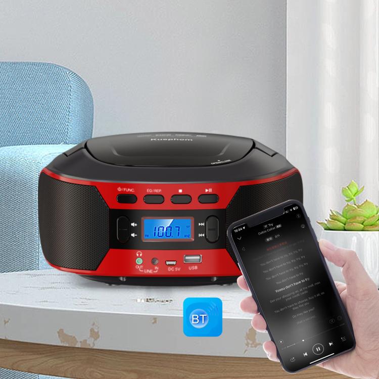 Kuephom W17 Portable Home CD Music Walkman FM Bluetooth Player UK Plug - DVD & LCD Player by Kuephom | Online Shopping UK | buy2fix