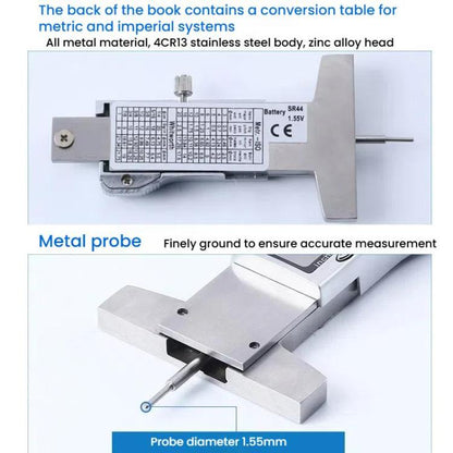 Syntek Electronic Digital Display Tire Tread Depth Caliper 0-25mm Measuring Tread Depth Gauge(All-metal) - Other Tools by Syntek | Online Shopping UK | buy2fix