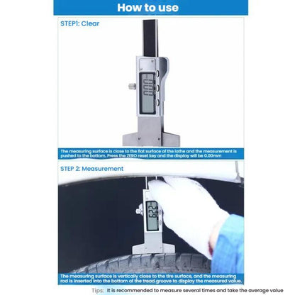 Syntek Electronic Digital Display Tire Tread Depth Caliper 0-25mm Measuring Tread Depth Gauge(All-metal) - Other Tools by Syntek | Online Shopping UK | buy2fix