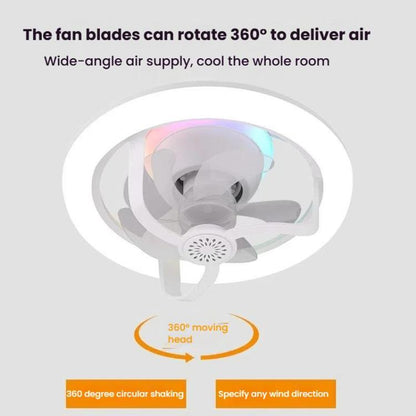 50W Ceiling Fan Light With E27 Socket 3 Speeds Adjustable RGB LED Strip(White) - Celling Lights & Chandeliers by buy2fix | Online Shopping UK | buy2fix