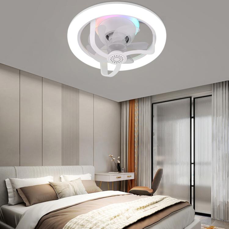 50W Ceiling Fan Light With E27 Socket 3 Speeds Adjustable RGB LED Strip(White) - Celling Lights & Chandeliers by buy2fix | Online Shopping UK | buy2fix