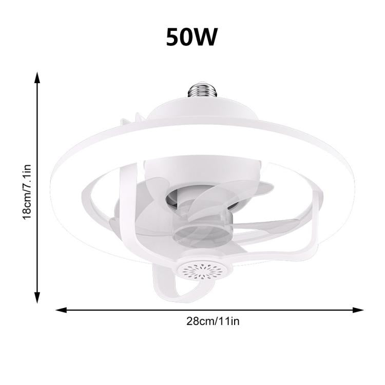 50W Ceiling Fan Light With E27 Socket 3 Speeds Adjustable RGB LED Strip(White) - Celling Lights & Chandeliers by buy2fix | Online Shopping UK | buy2fix