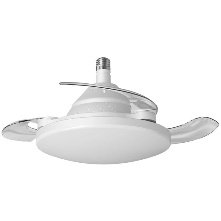 22.5-inch Invisible Blade Ceiling Fan Light with E27 Socket Dimmable LED, 3 Color Temperatures, 3 Speeds, 2H/4H Time(White) - Celling Lights & Chandeliers by buy2fix | Online Shopping UK | buy2fix