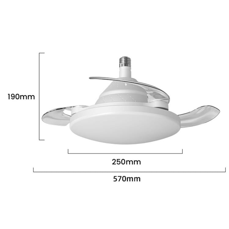 22.5-inch Invisible Blade Ceiling Fan Light with E27 Socket Dimmable LED, 3 Color Temperatures, 3 Speeds, 2H/4H Time(White) - Celling Lights & Chandeliers by buy2fix | Online Shopping UK | buy2fix