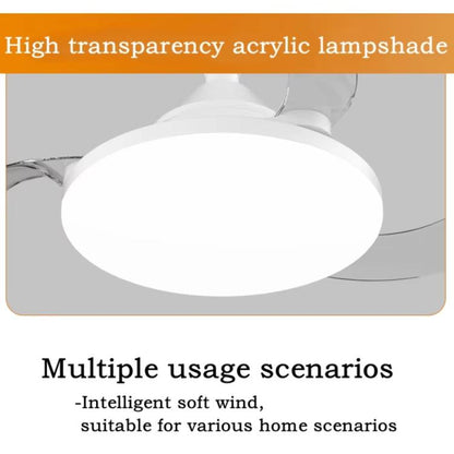 22.5-inch Invisible Blade Ceiling Fan Light with E27 Socket Dimmable LED, 3 Color Temperatures, 3 Speeds, 2H/4H Time(White) - Celling Lights & Chandeliers by buy2fix | Online Shopping UK | buy2fix