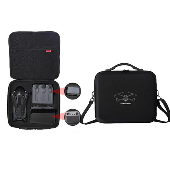 For DJI Mavic 4 Pro Fly More Combo / Creator Combo Carrying Case Durable PU Crossbody Shoulder Bag(Black)