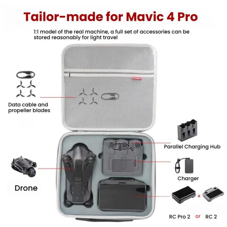 For DJI Mavic 4 Pro Fly More Combo / Creator Combo Carrying Case Durable PU Crossbody Shoulder Bag(Black) - Backpacks & Bags by buy2fix | Online Shopping UK | buy2fix