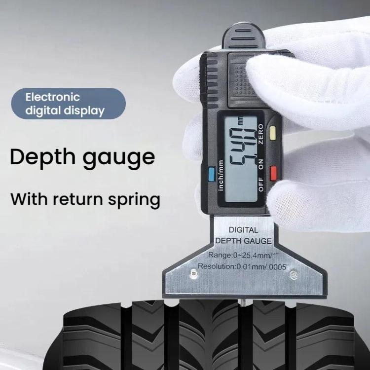 Syntek Digital Depth Ruler 0-25mm Electronic Tire Tread Measuring Ruler(Silver) - Other Tools by Syntek | Online Shopping UK | buy2fix