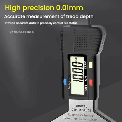 Syntek Digital Depth Ruler 0-25mm Electronic Tire Tread Measuring Ruler(Silver) - Other Tools by Syntek | Online Shopping UK | buy2fix