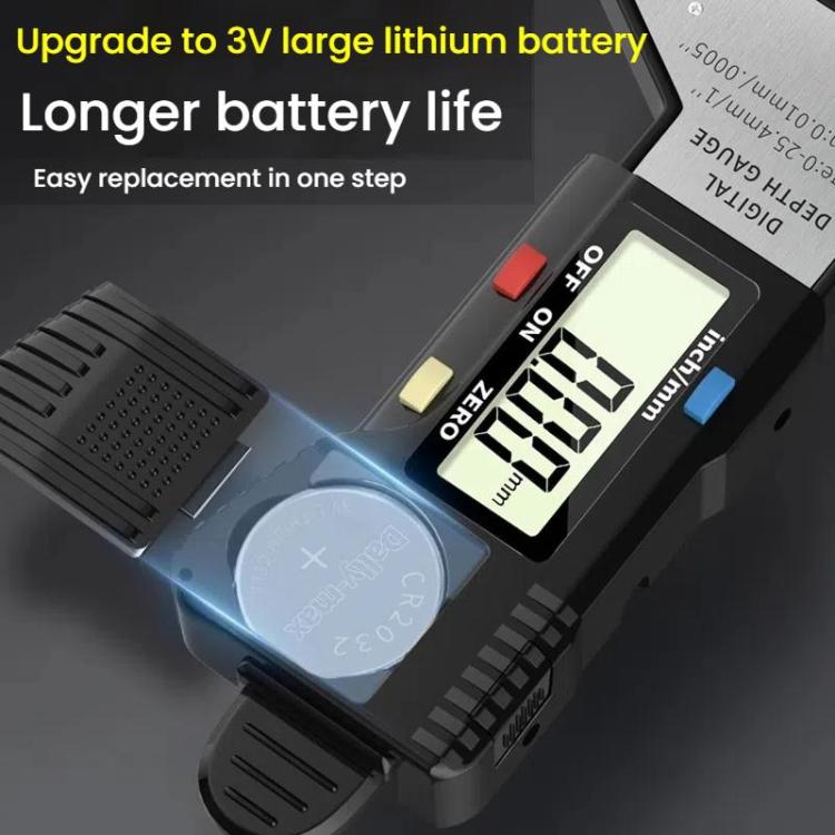 Syntek Digital Depth Ruler 0-25mm Electronic Tire Tread Measuring Ruler(Black) - Other Tools by Syntek | Online Shopping UK | buy2fix