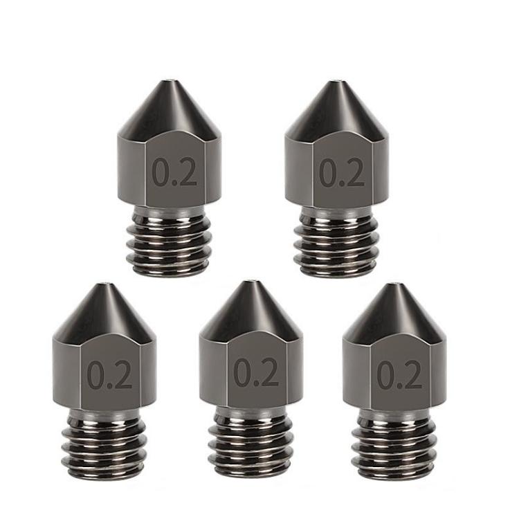 5pcs /Pack 1.75/0.2mm MK8 Hardened Steel Nozzle High-Temperature Resistant 3D Printer Extruder Hotend - Parts by buy2fix | Online Shopping UK | buy2fix