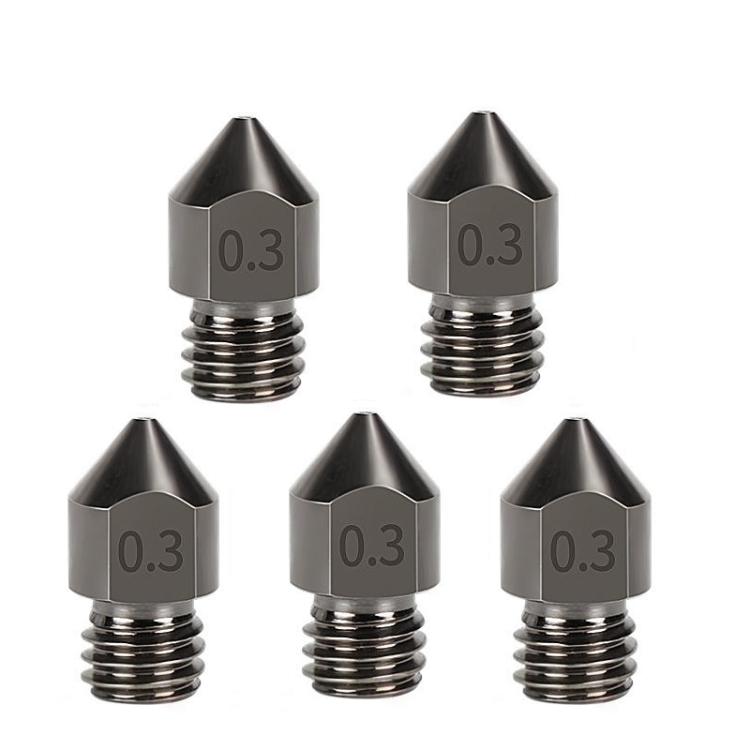 5pcs /Pack 1.75/0.3mm MK8 Hardened Steel Nozzle High-Temperature Resistant 3D Printer Extruder Hotend - Parts by buy2fix | Online Shopping UK | buy2fix