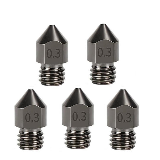 5pcs /Pack 1.75/0.3mm MK8 Hardened Steel Nozzle High-Temperature Resistant 3D Printer Extruder Hotend