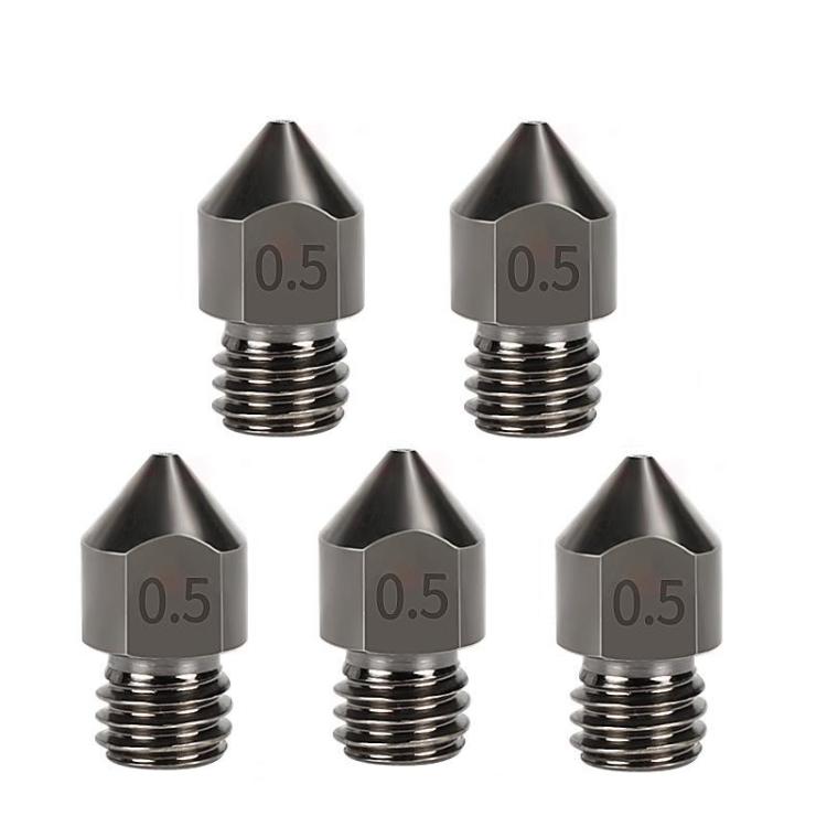 5pcs /Pack 1.75/0.5mm MK8 Hardened Steel Nozzle High-Temperature Resistant 3D Printer Extruder Hotend - Parts by buy2fix | Online Shopping UK | buy2fix