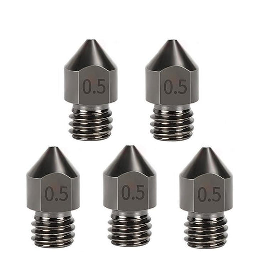 5pcs /Pack 1.75/0.5mm MK8 Hardened Steel Nozzle High-Temperature Resistant 3D Printer Extruder Hotend - Parts by buy2fix | Online Shopping UK | buy2fix
